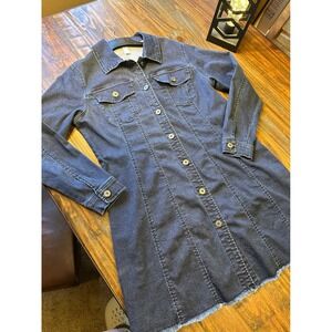 Ethyl Clothing Jean Dress‎ or Jacket Button Front Long Sleeve Frayed Hem Size M